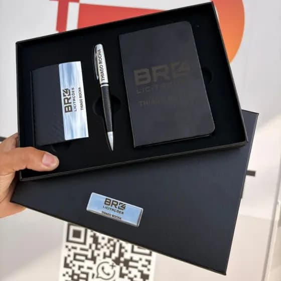 Kit Executivo 3 Peças Personalizado Logo Brindes Personalizados Empresa