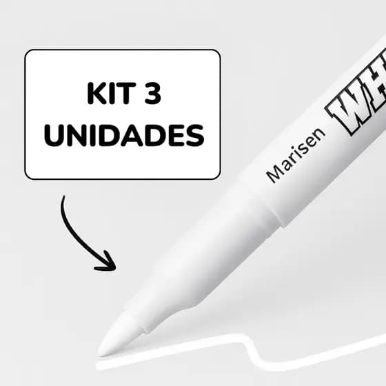 Kit 3 Caneta Marcadora Permanente Branca A Prova D'água Retoque Reparos Artística Fina Secagem Rápida
