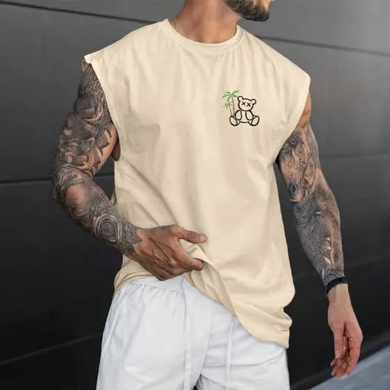 Camiseta Regata Oversized Camisa Cavada Estilo Machão Urso Summer Invencible