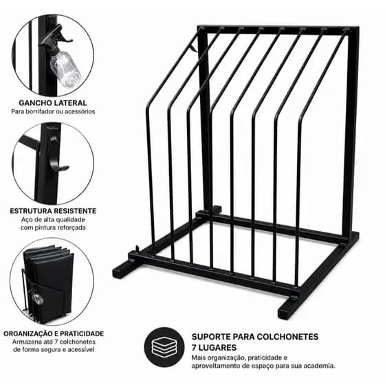 Suporte Para 7 Colchonetes Profissional Academia Vertical