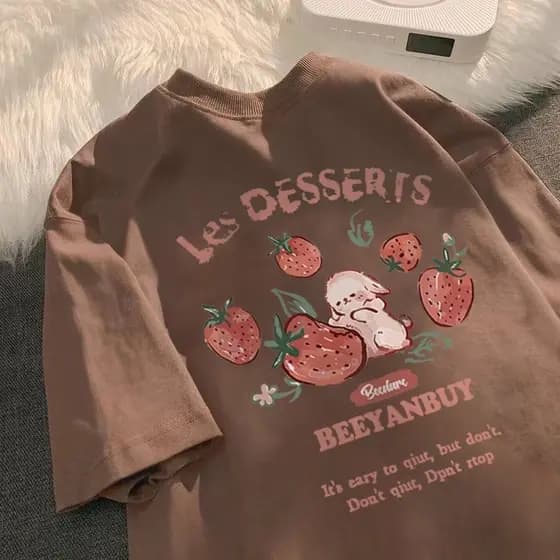 Camisa Feminina Les Desserts Coelho FoFo Camiseta Algodao Premium 30.1 Plus Size