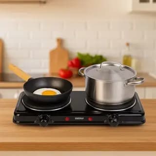 Fogão Elétrico 2 Bocas Pequeno Panela Camping Assadeira Mini Grill Aquecimento Chapa