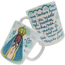 Caneca De Nossa Senhora Caneca De Porcelana OU Plástico Xicara 325ml Xícara Nossa senhora Aparecida