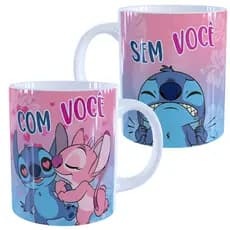 Caneca Com você sem Você Stitch Xicara Stitch com vc sem vc 325ml Porcelana OU Plástico