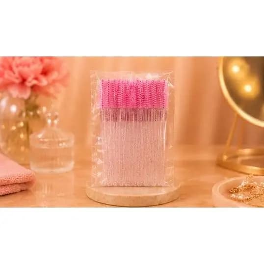 Kit Escovinhas Aplicadoras Descartáveis para Cílios e Sobrancelhas – Rosa 12UNIDADES