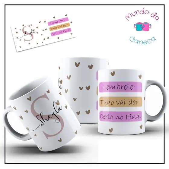 Caneca Personalizada com a Inicial e seu Nome + Frase de Porcelana (Temos Todas as Iniciais)