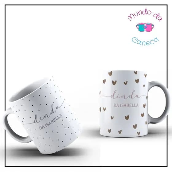 02 Canecas Personalizadas Convite Padrinhos De Batismo Dinda e Dindo de Porcelana - Mundo da Caneca