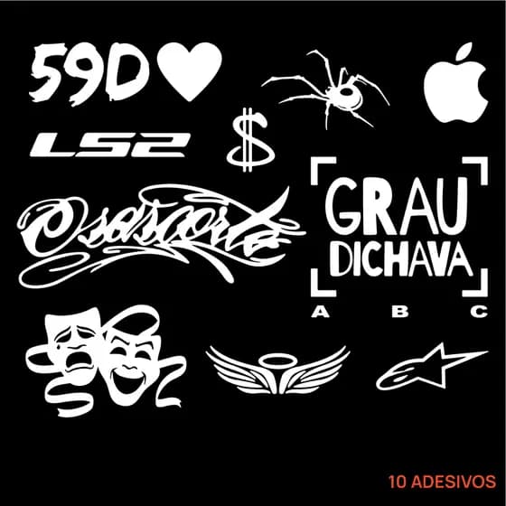 Kit Cartela Adesivos Moto Chave Grau Bike Capacete Viseira Tanque Osascorte Grau Dichava 59D