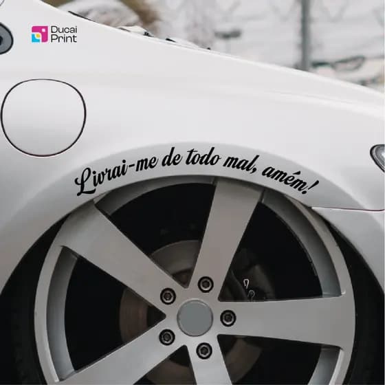 Adesivo Livrai-me de todo mal, amém! Carro Paralama Curvado