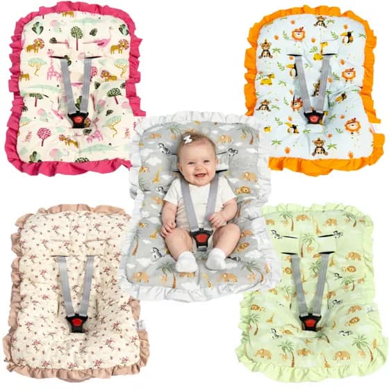 Capa de Bebê Conforto Macia 100% Algodão Acolchoada com Elástico Estampada menino menina