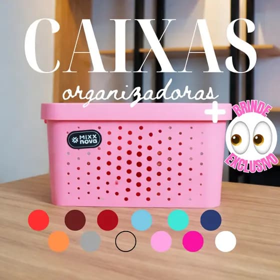 Caixa Organizadora Multiuso 2,6 L 6 L 11 L 17 L Com Tampa Cesto Organizador Plástico Resistente