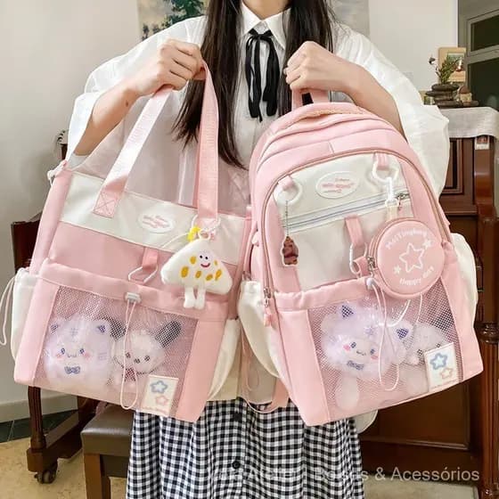Mochila Ita Bag Feminina Nylon Grande Capacidade de Ombro para Notebook para Escola e Faculdade e Uso Diário