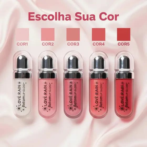 LOVE RAIN Lip Gloss – Brilho Espelhado e Boca Rosa 8,5ml