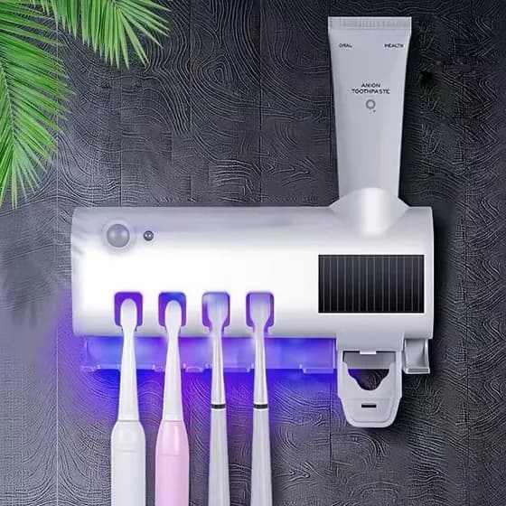 Porta Escova Dentes Com Esterilizador Uv Aplicador Pasta de Dente Suporte Dispenser Escova