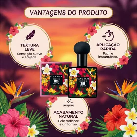 Base Líquida Facial Acabamento Natural à Prova dÁgua LOVÉ RAIN