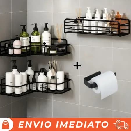 Prateleiras para Banheiro Suporte Organizador de Parede Autoadesivo Porta Shampoo, Sabonete, Papel