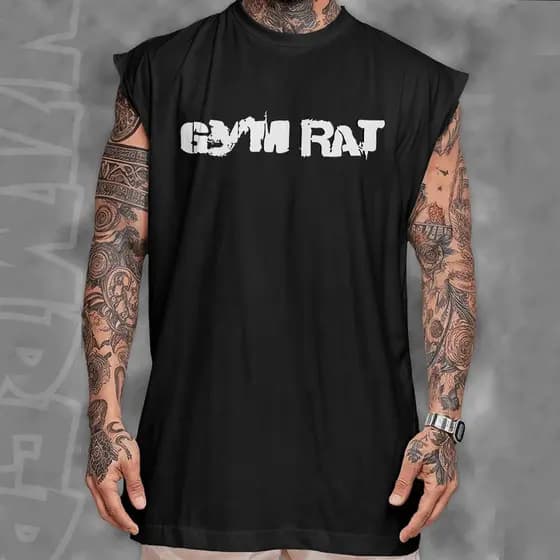 Camiseta regata machão mascuilno gym rat meme treinamento estilosa confortavel em algodao unissex