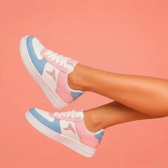 Tênis Branco Rosa Feminino Sola Reta Aderente Segurança e Estabilidade o Dia Todo