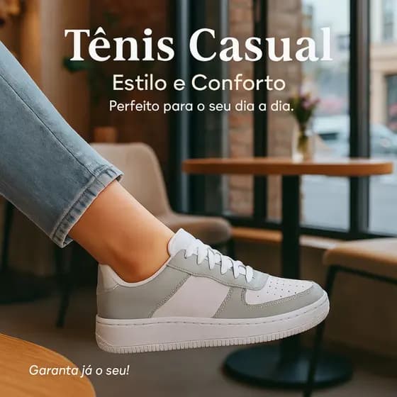 Tênis Cinza Feminino Resistente Conforto Leve Tração Firme Para Passeios