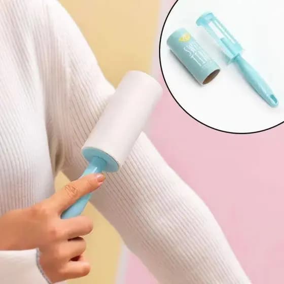 Rolo Adesivo Portátil Removedor de Pelos Cabelos e Roupas Alta Aderência Refil Substituível Uso Diário