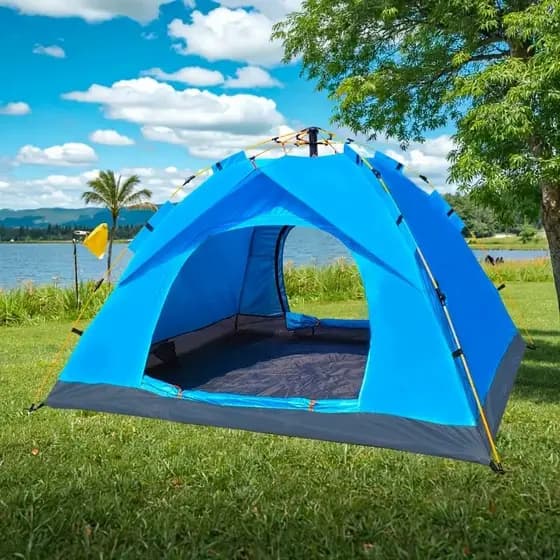 Tenda de Camping 3-4 Pessoas, Dupla Camada à Prova d'Água | Ideal para Praia e Camping ao Ar Livre