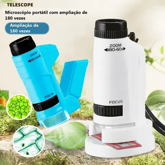 Microscópio de mão portátil 60X-180X para crianças observar plantas