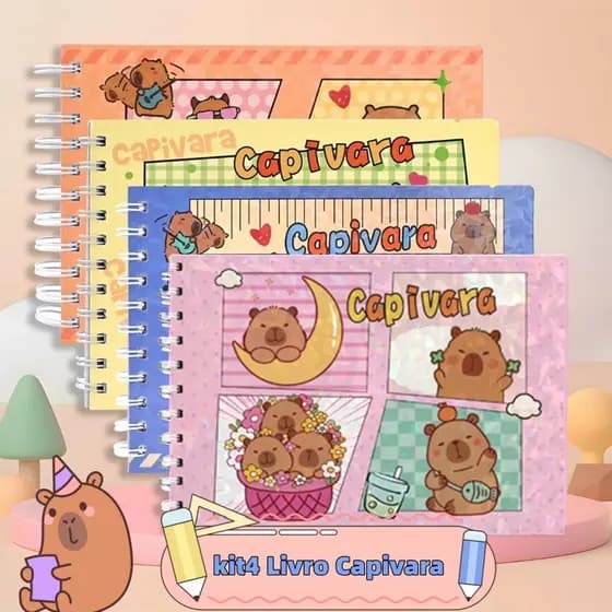KET5 Livro Para Colorir Capivara Caderno Pintura 48 Páginas Capa Flexível