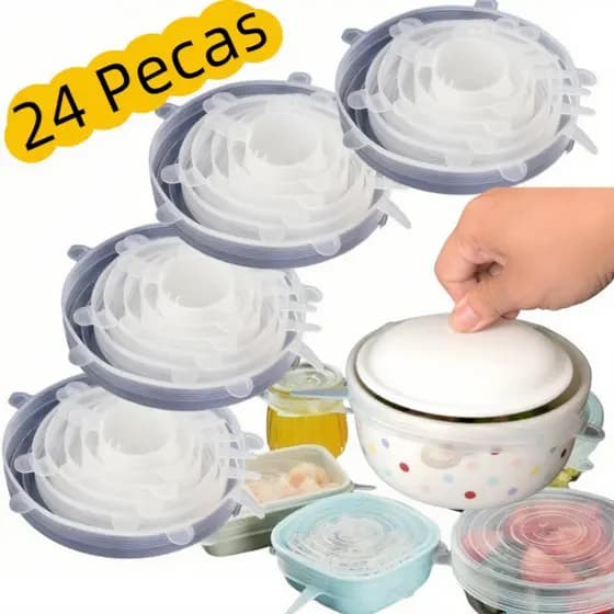 Kit 24 Tampas De Silicone Para Painel Universal Reutilizáveis | Vedação Panelas E Painéis