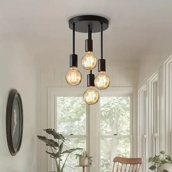 Luminárias Modernas Pendentes Sala Jantar De Teto Preta 110v/220v