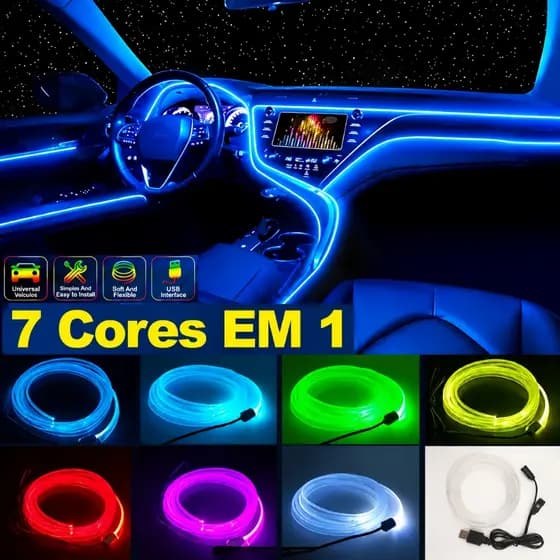 Fita LED Neon RGB Automotivo 7 cores 3 Metros Universais Do Carro Luzes Ambientais Cores O10