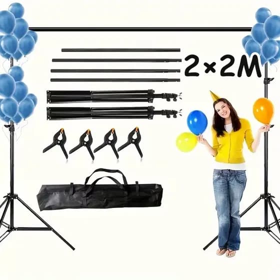 Suporte de fundo infinito 2*2m + 4 clipes fortes + 3 barras transversais + 2 suportes de luz + 1 bolsa
