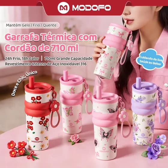 Copo Isolado MODOFO 710ml Com Filtro De Chá Estético 316 SUS Garrafa Térmica Botol Air Tahan Sejuk Aquaflask Tumbler De