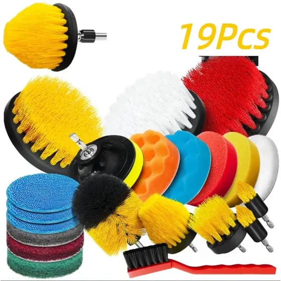 Kit 19 Escovas para Furadeira/Parafusadeira – Limpeza de Sofás, Estofados e Tapetes