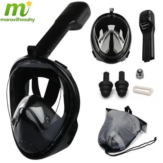 Máscara à prova d'água conjunto de mergulho/mergulho + Silicone rosto inteiro máscara de mergulho suporte câmera Gopro