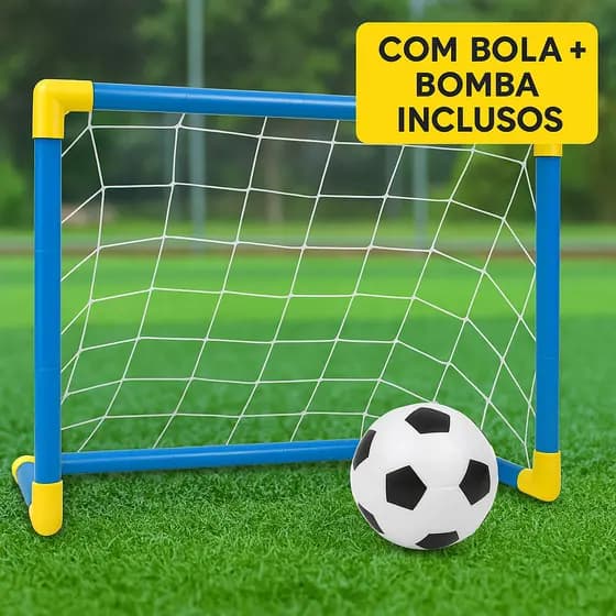 Mini Gol Futebol Infantil Brinquedo Interativo Com Bola Azul Infantil