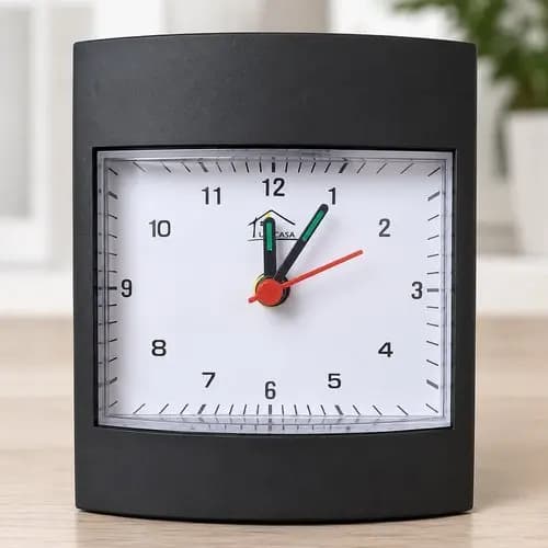 Relogio De Mesa Quadrado Compacto Design Moderno Preta Decora Escritorio Sala