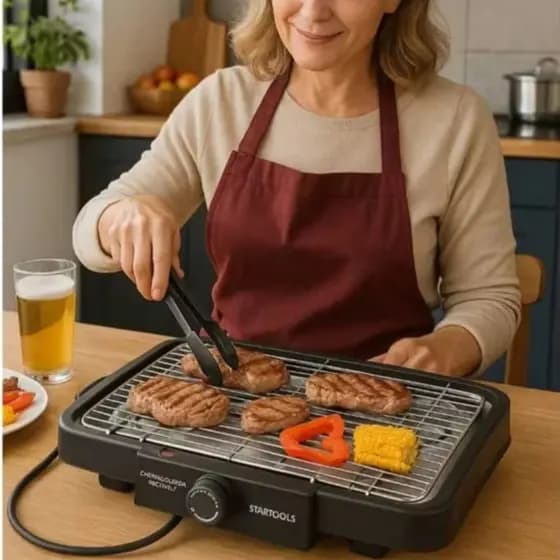 Churrasqueira Elétrica Preta Sem Fumaça Assa Carne Picanha Frango Grill Grelha