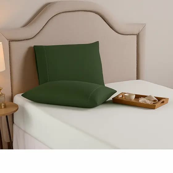 Kit Porta Travesseiro Par Fronhas de Travesseiro 400 Fios 100% Percal com Ponto Palito 70cm x 50cm