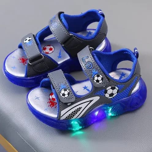 Sandália Infantil Meninos e meninas Sola Macia Antiderrapante Sapatos De Praia com luz LED