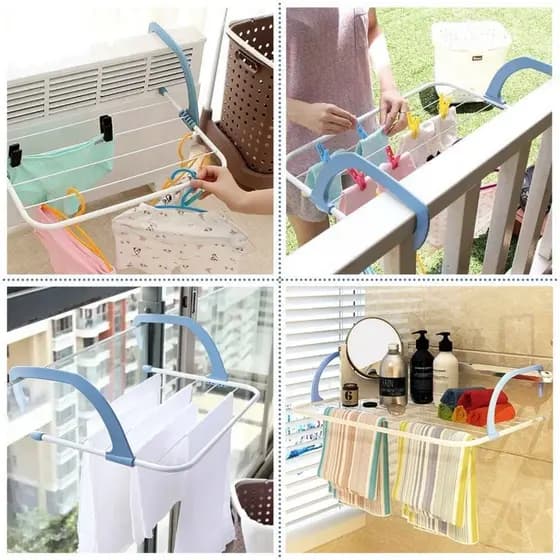 Varal Portátil Para Apartamento Secador De Roupas Prático e Retrátil Para Janela e Parede-XLH