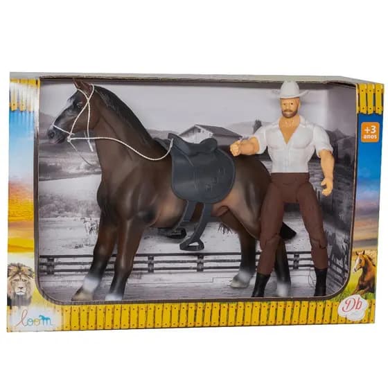 Kit Boneco Cowboy Com Cavalo - DB Play