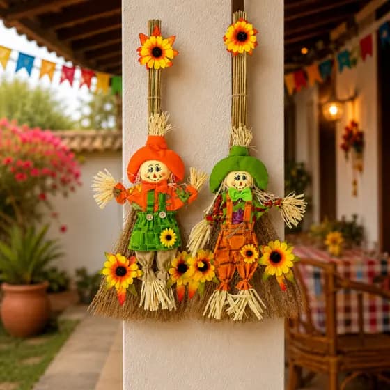 Casal de Vassouras Decorativas Festa Junina 57cm