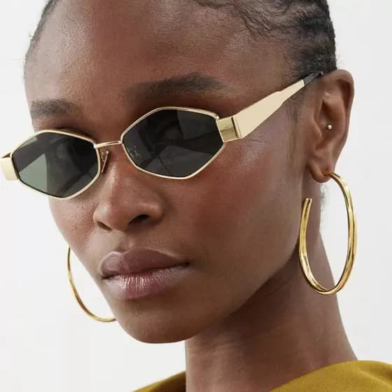 Óculos de Sol Feminino Formato Diamante Estilo Moda Y2K Vintage Acessório Armação Metal