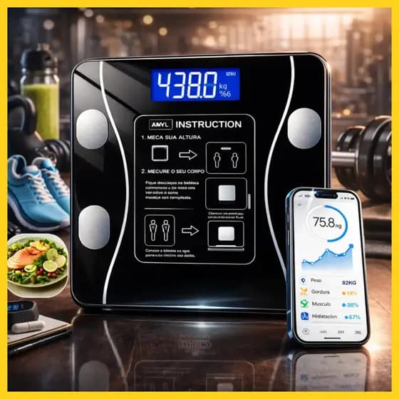 Balança Digital Medidora Corporal Bioimpedância Fitness Android/iOS até 180 Kg