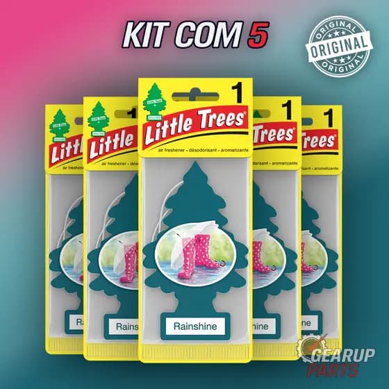 Kit 5 Cheirinho de carro Little Trees Original Aromatizante Rainshine Fragrancia premium Fresco