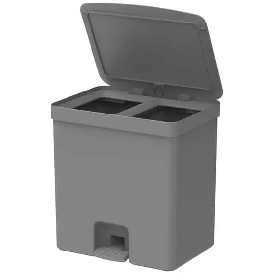 Lixeira Dupla Pedal 20l Chumbo Ou