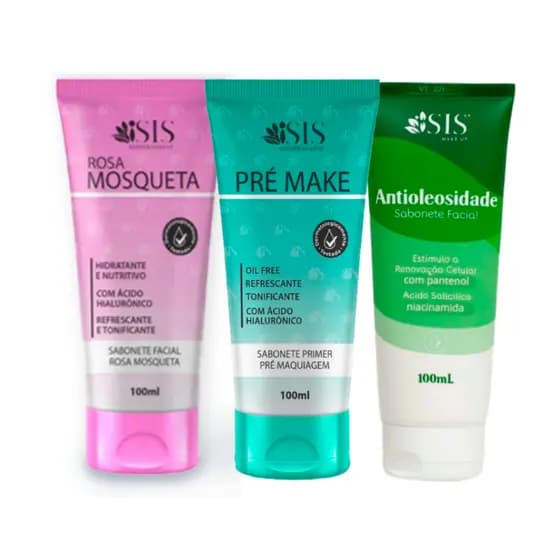 Sabonete Facial Isis Clareador Rosa Mosqueta, Acne Ácido salicílico Pré Make Ácido Hialurônico
