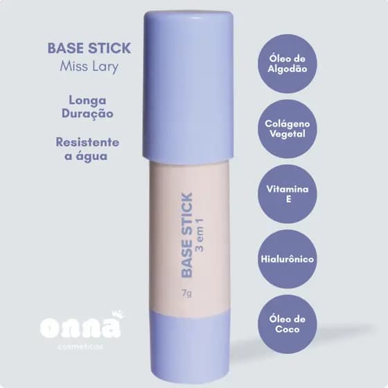 Kit Base Stick 3 em 1 Miss Lary com 3 Cores – Base, Corretivo e Contorno Soft Matte Longa Duração