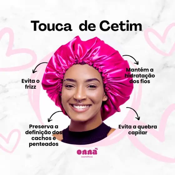 Touca de Cetim Anti Frizz | Cachos Crespos Lisos Ondulados | Day After Perfeito e Proteção Noturna