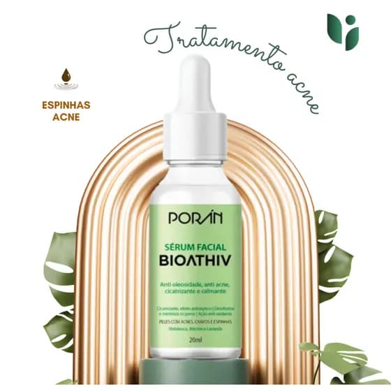 Sérum Facial Antiacne Porán Bioathiv Premium 20ml | Controle da Oleosidade, Cravos e Espinhas